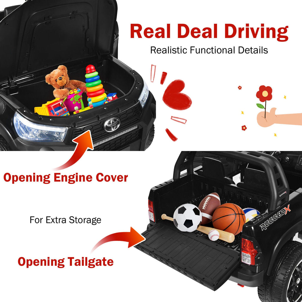 Licensed Toyota Hilux Ride On Truck Car 2-Seater 4WD with Remote Control - Painted Black