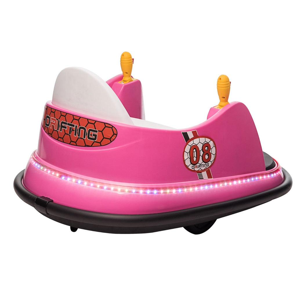 12V Kids Ride-On Bumper Car with Remote Control and 360° Spin Toddler Toy Pink