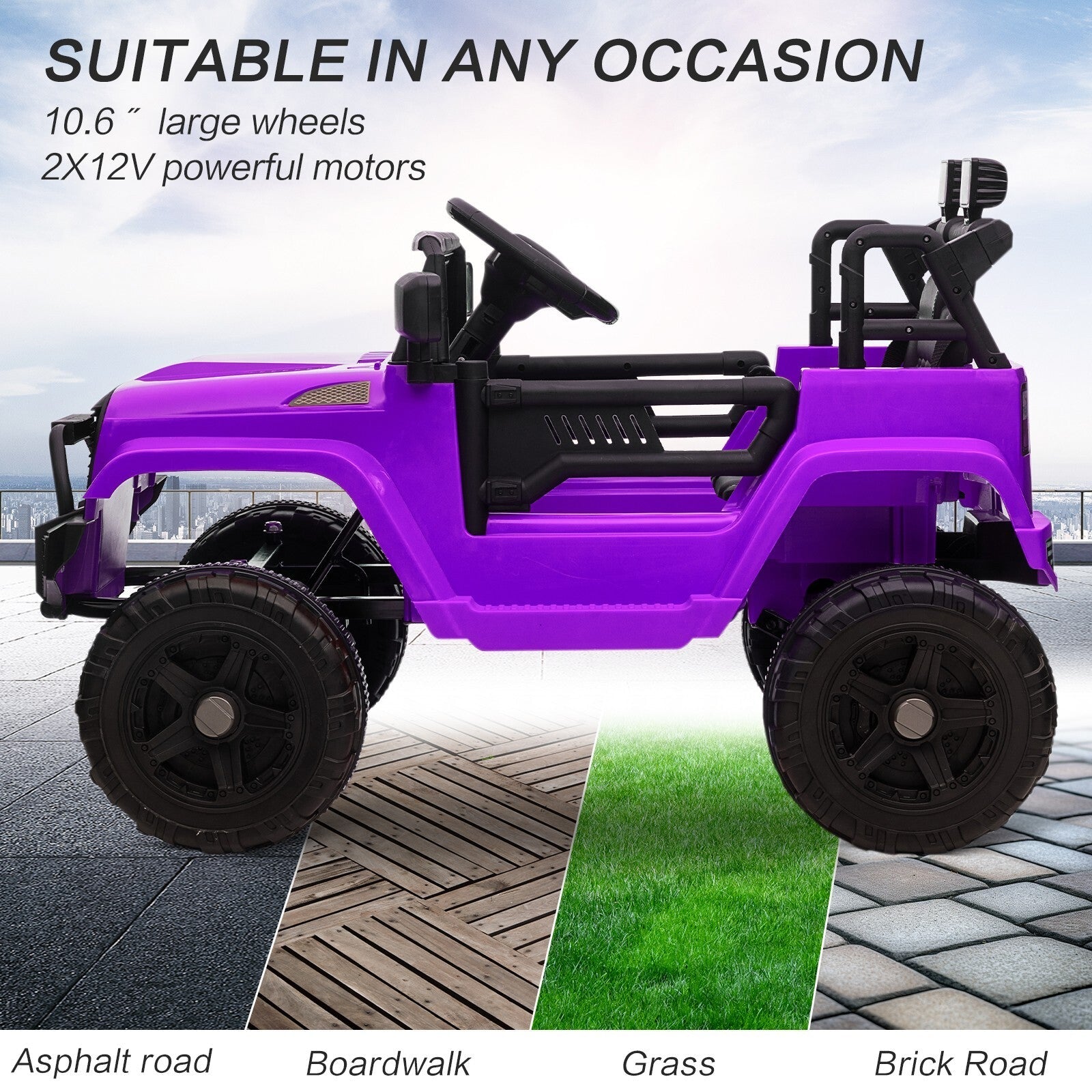 12V Kids Ride-On Truck with Power Wheels, LED Lights, and Parental Remote Control