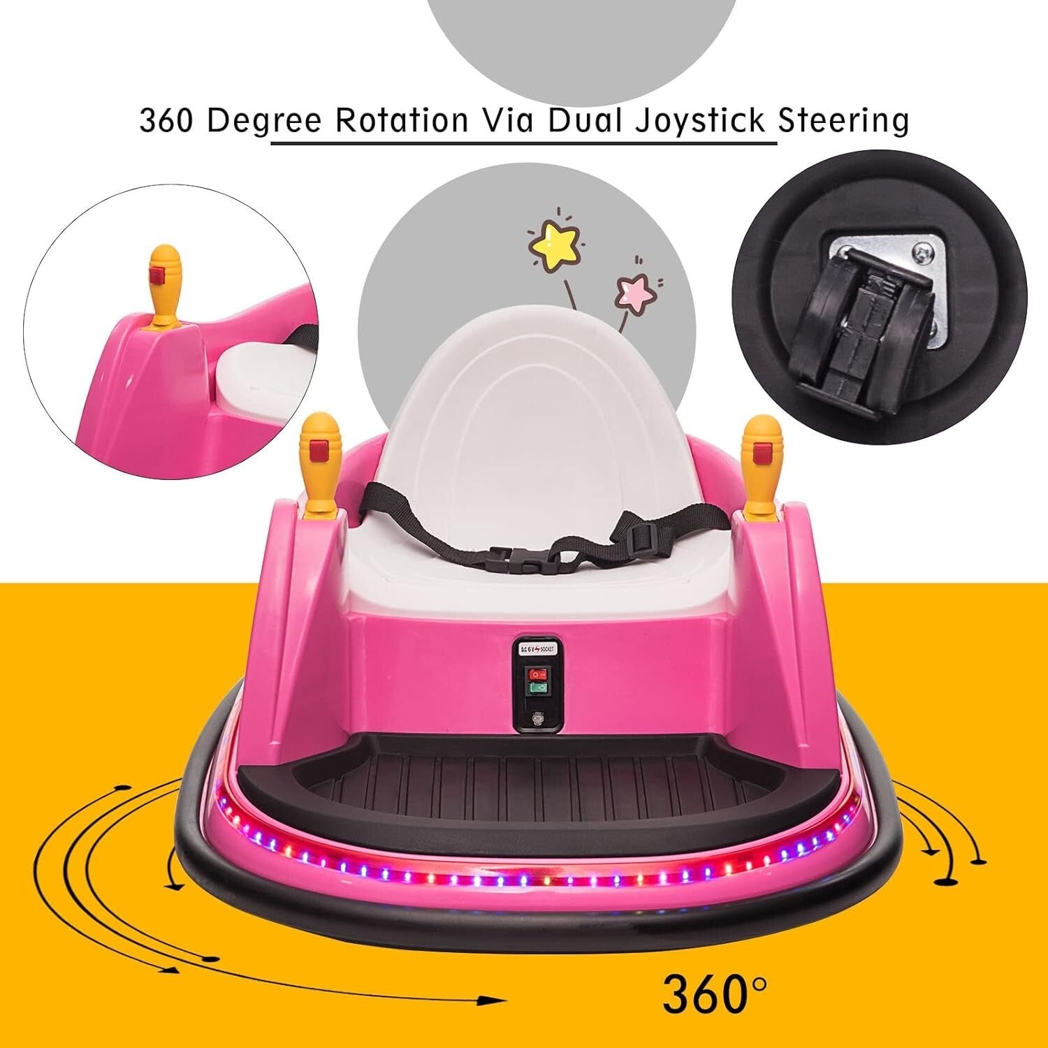 12V Electric Kids Ride-On Bumper Car with Remote Control and 360° Spin for Toddlers
