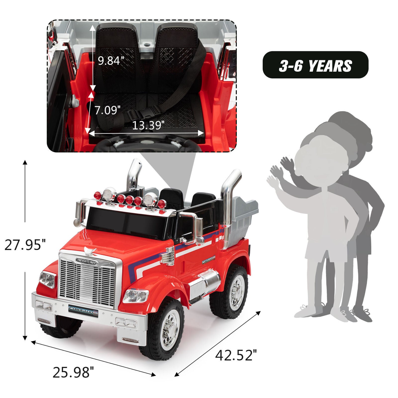 12V Kids Electric Ride On Toy Truck with Music and Remote Control
