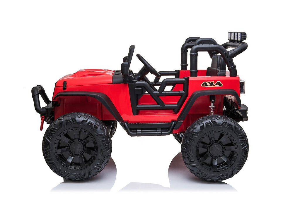 JEEP Dual Control Kids Electric Ride-On Car with Foot Pedal, LED Lights, Music Player, USB, Bluetooth