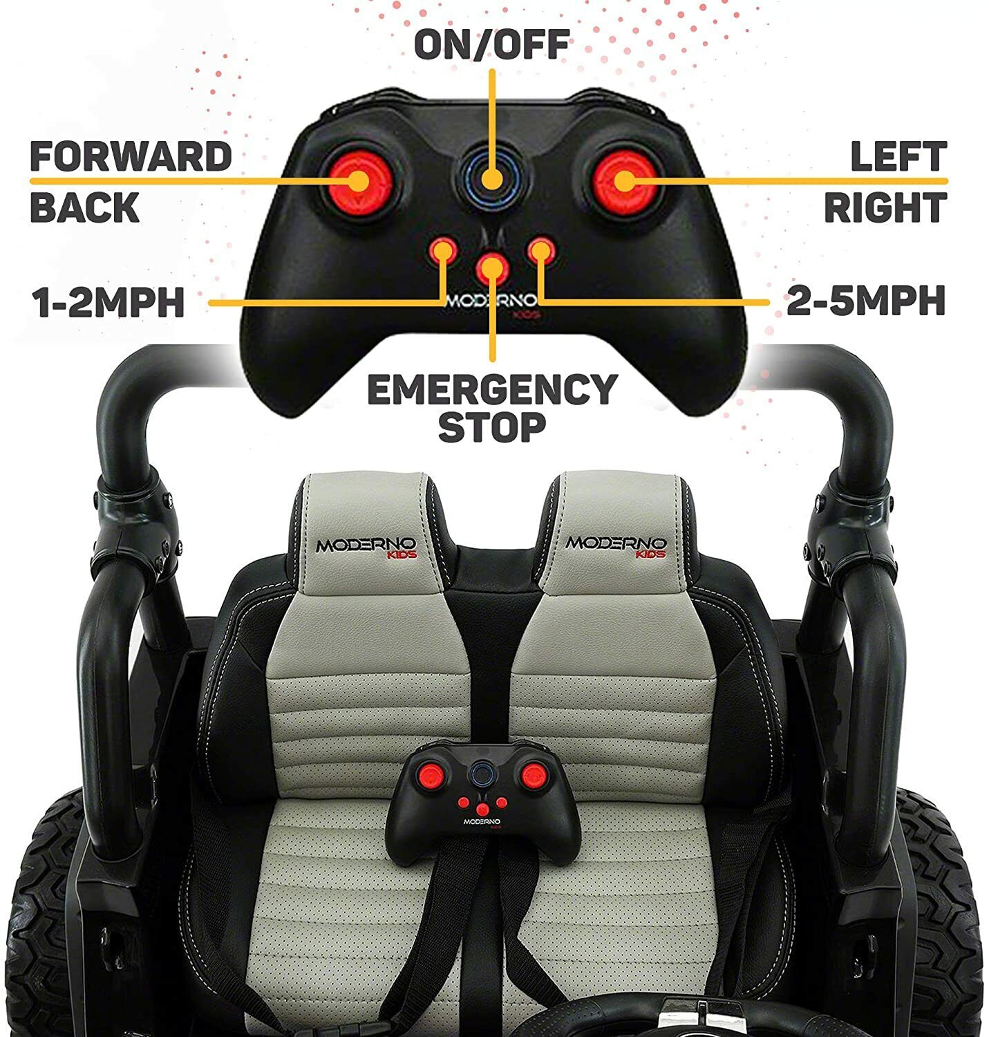 12V 2 Seater Children's Ride-On Jeep Truck - 2 High-Performance Motors, Illumination, Rubber Wheels + Remote Control