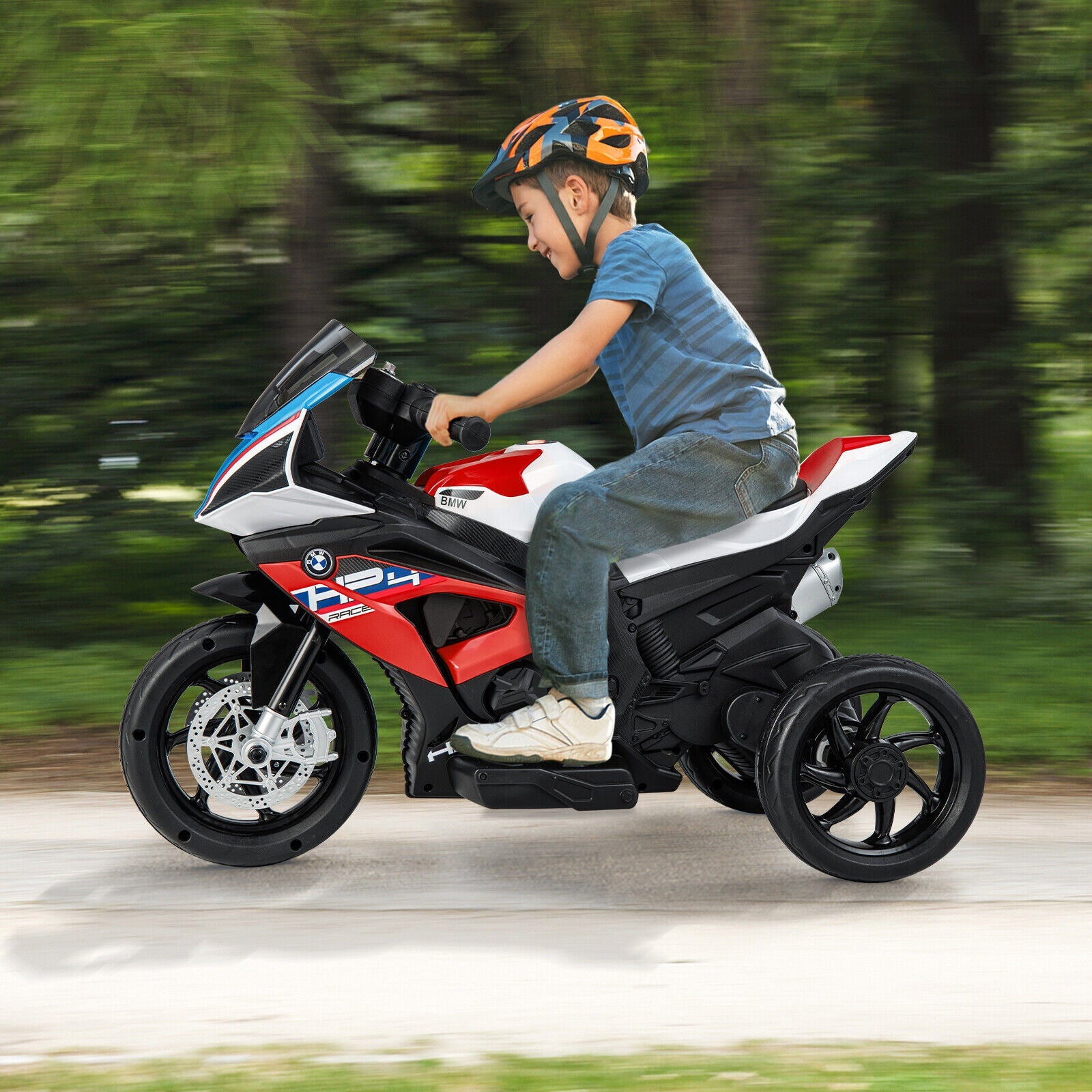 Electric Ride-On Motorcycle for Kids with LED Headlights and Non-Slip Wheels - Red