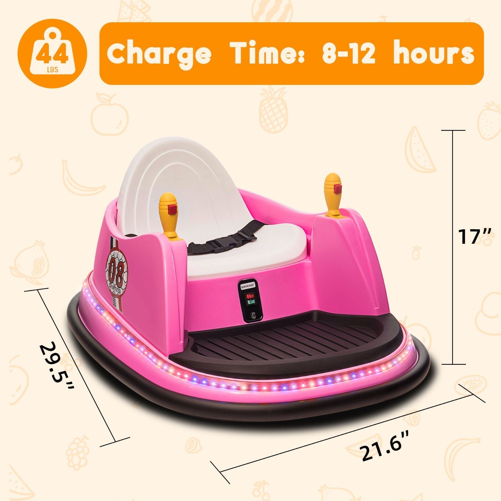 6V Pink Toddler Ride-On Bumper Car with Remote Control and 360° Spin