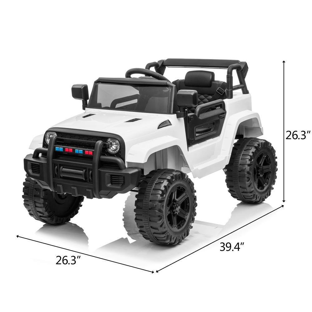 White 12V Electric Ride On Car for Kids with Music and Remote Control - 4 Wheels Fun Toy