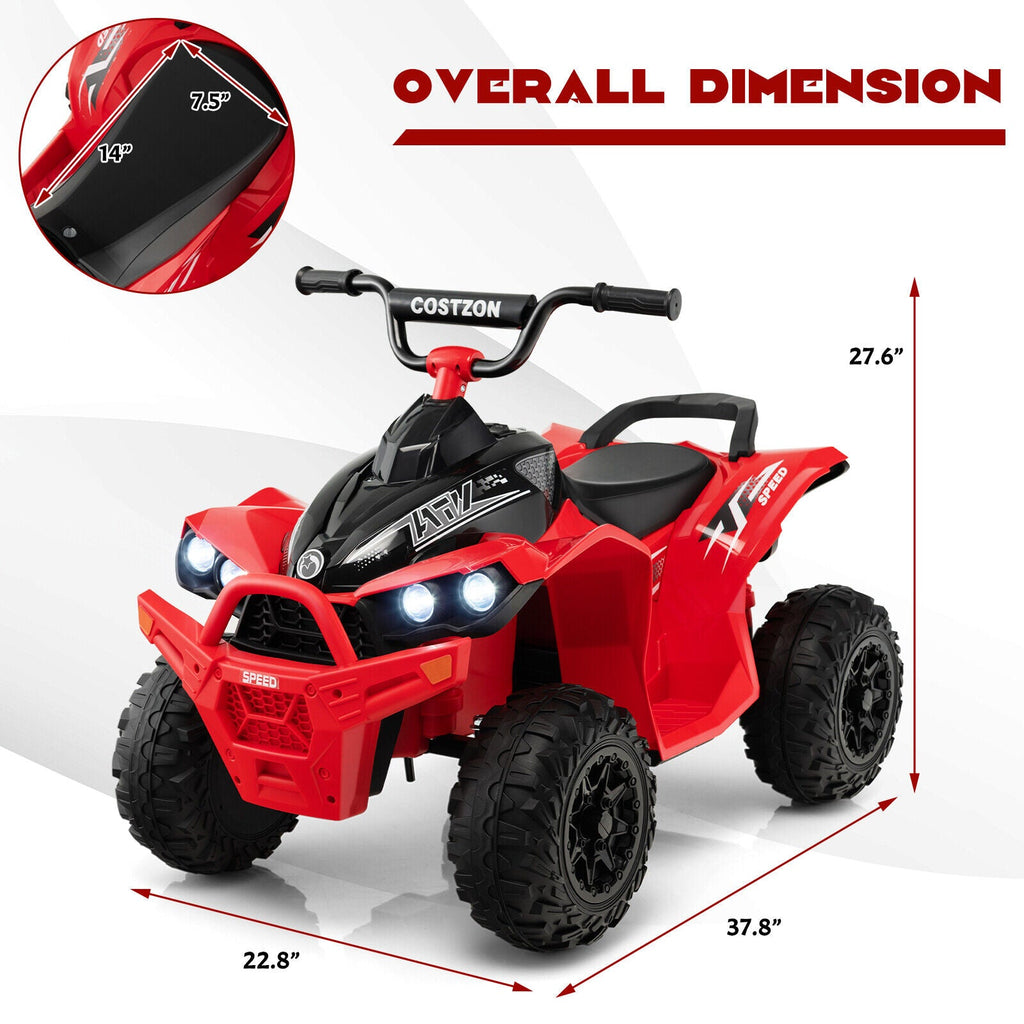Electric 4-Wheeler Quad Car for Kids with MP3 Player and Lights - 12V Battery Powered