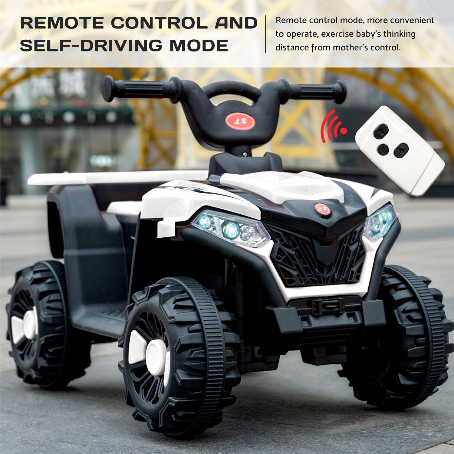 Electric ATV Ride-On Car with MP3 Player and LED Lights - 6V Battery Powered, 4-Wheeled Beach Cruiser