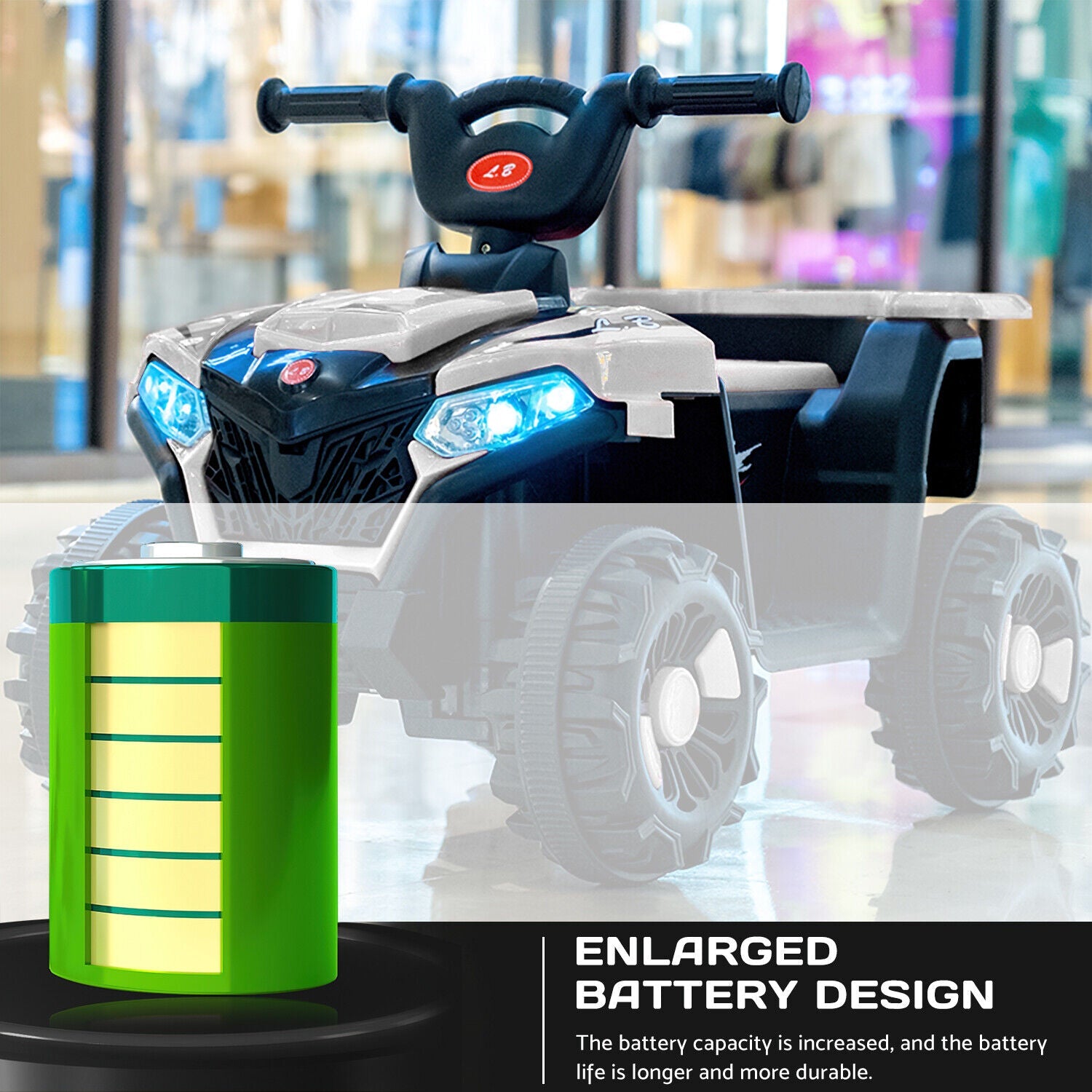 Electric ATV Ride-On Car with MP3 Player and LED Lights - 6V Battery Powered, 4-Wheeled Beach Cruiser