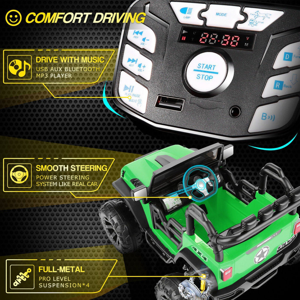 Electric 2-Seater Kids Jeep with 400W Motor, LED Lights, and 24V Battery