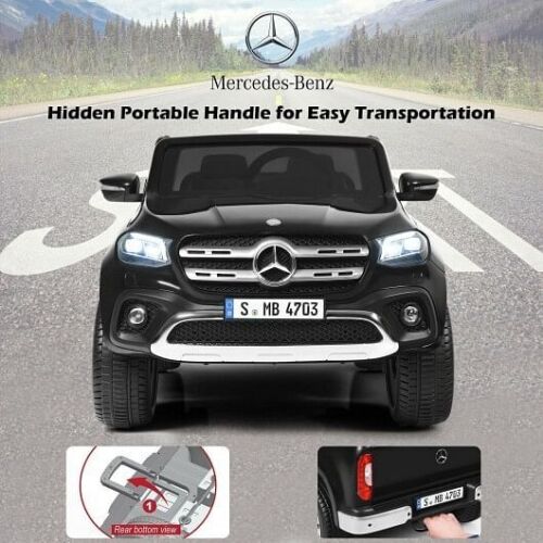 12V 2-Seater Children's Ride-On Car - Officially Licensed Mercedes Benz X Class Remote Control Vehicle with Storage Compartment - Black
