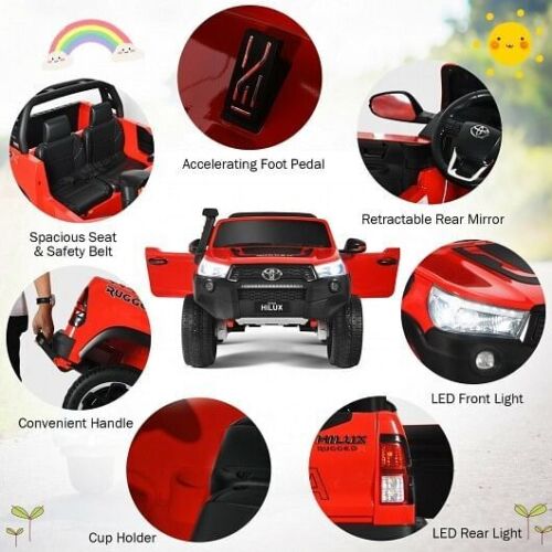 2*12V Licensed Toyota Hilux Ride-On Truck Car 2-Seater 4WD with Remote Control and Custom Paint