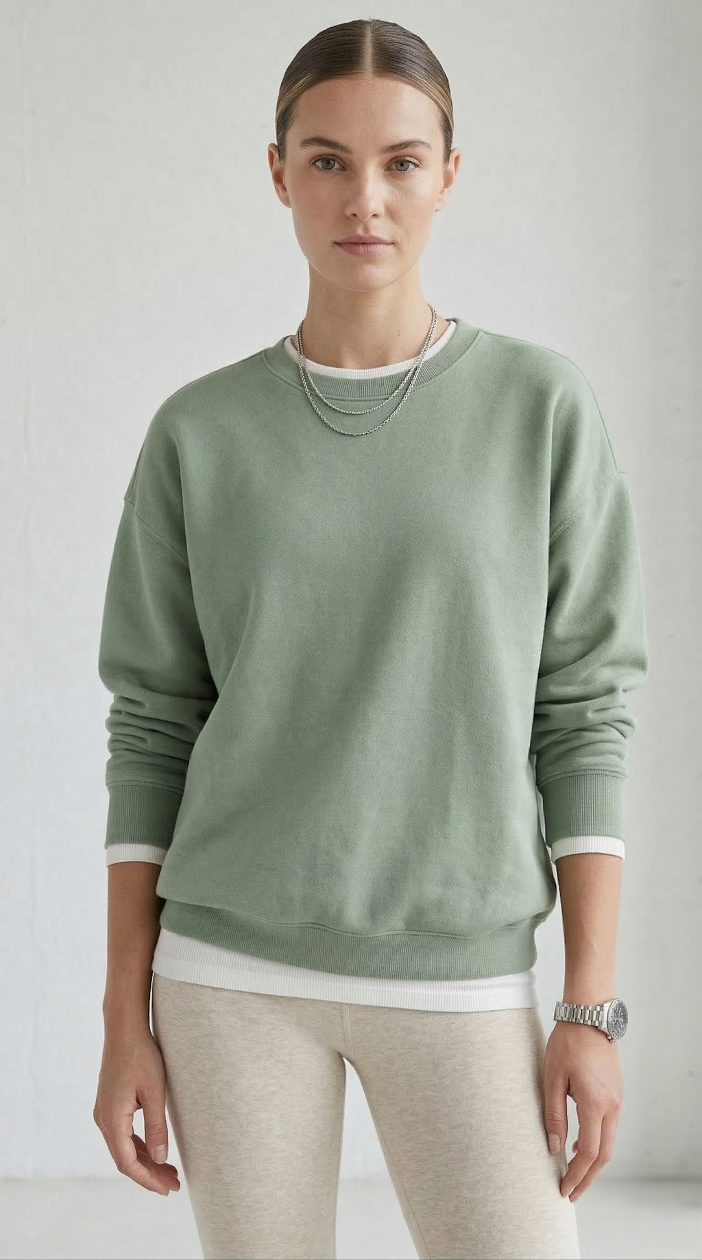 Sage Green Oversized Crewneck Sweatshirt