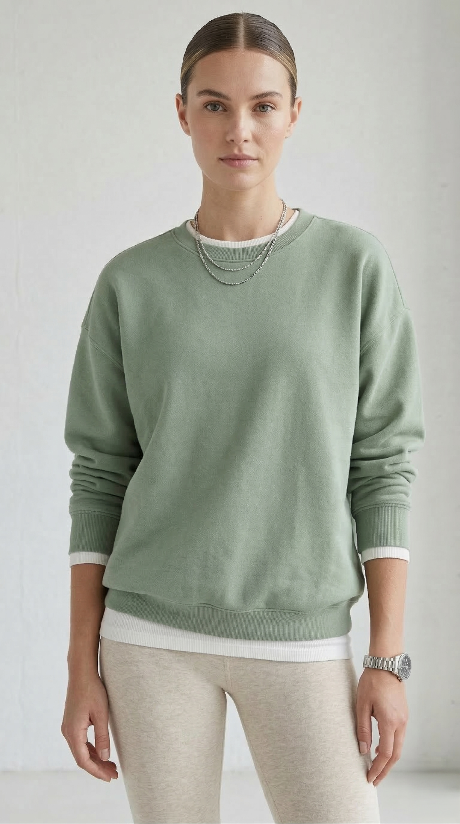 Sage Green Oversized Crewneck Sweatshirt
