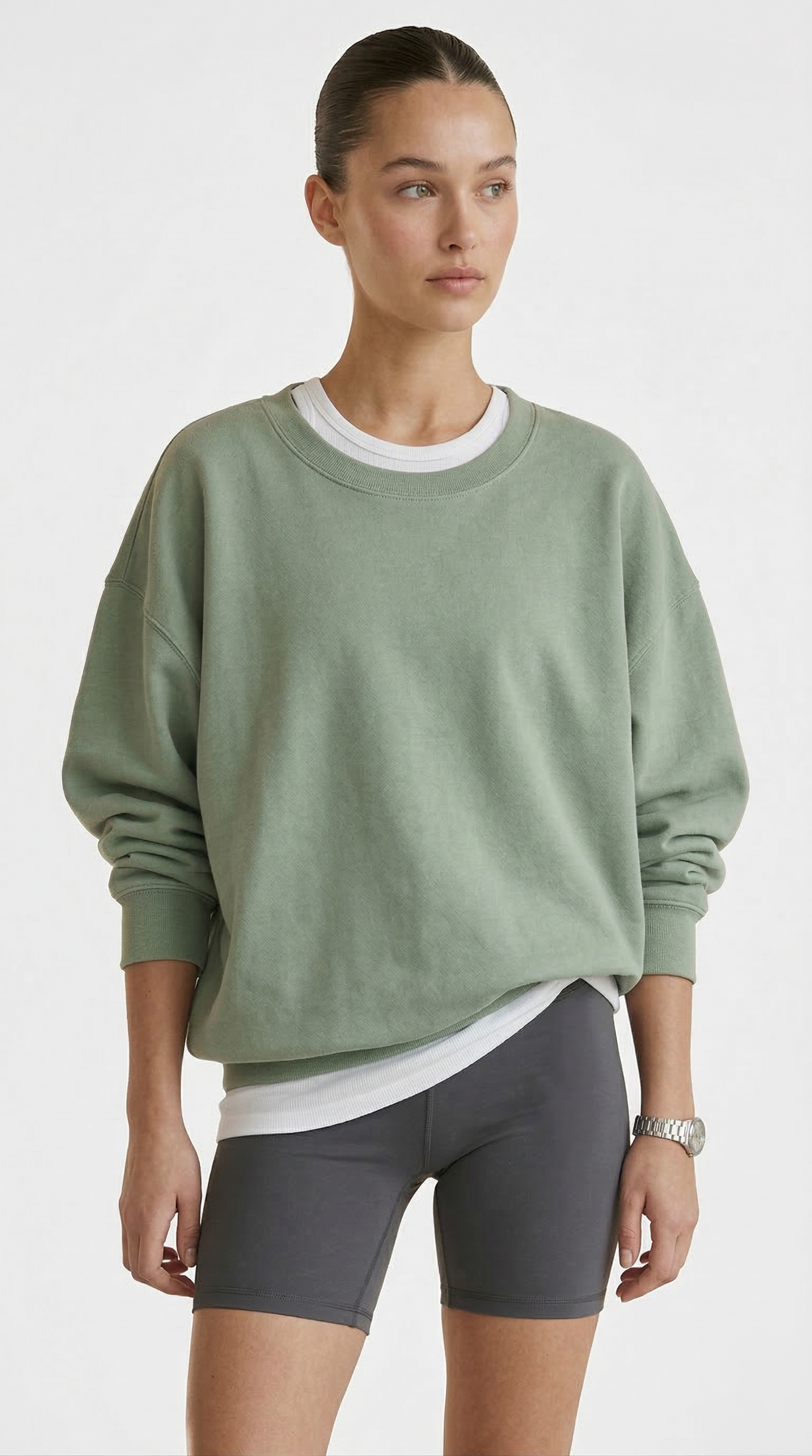 Sage Green Oversized Crewneck Sweatshirt