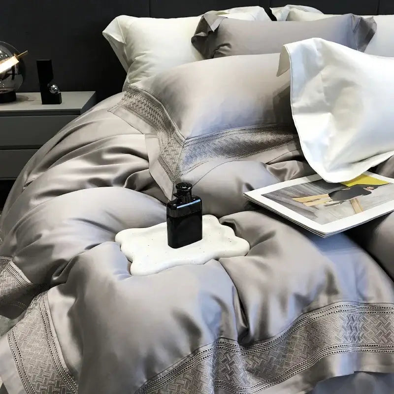 Satin cream 1000tc lyocell fibre bedding set – bedroom embroidery