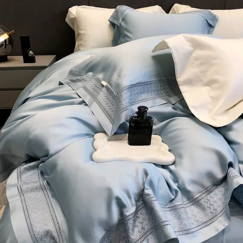 Satin cream 1000tc lyocell fibre bedding set – bedroom embroidery