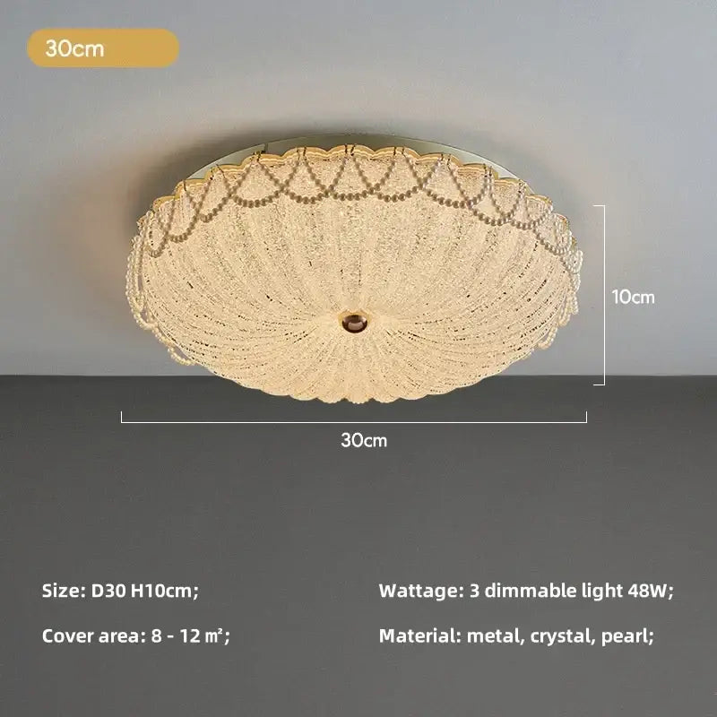 Scalloped gold crystal dimmable led ceiling light for bedroom