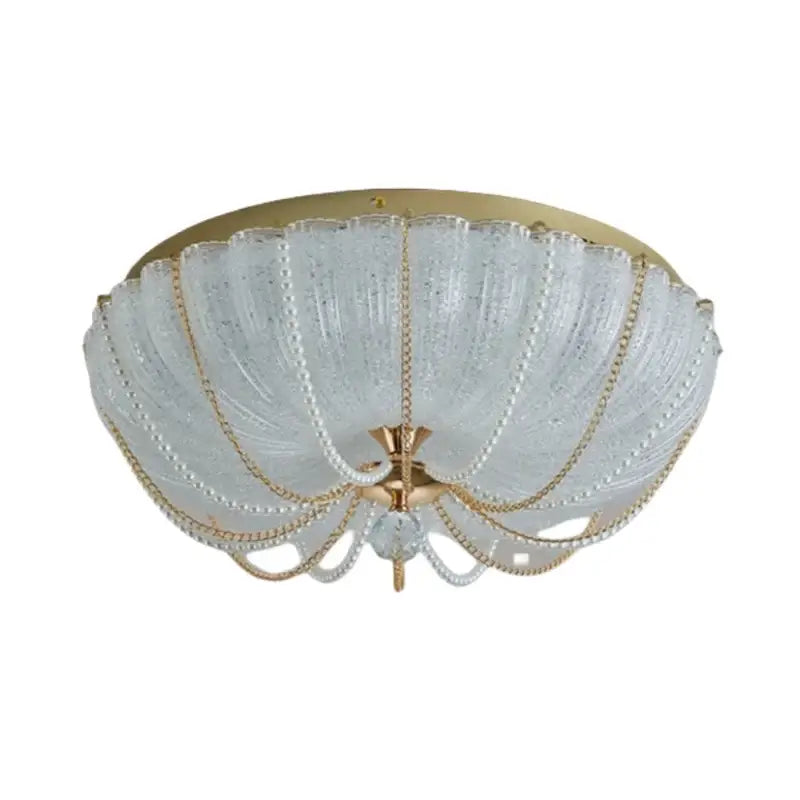 Scalloped gold crystal dimmable led ceiling light for bedroom