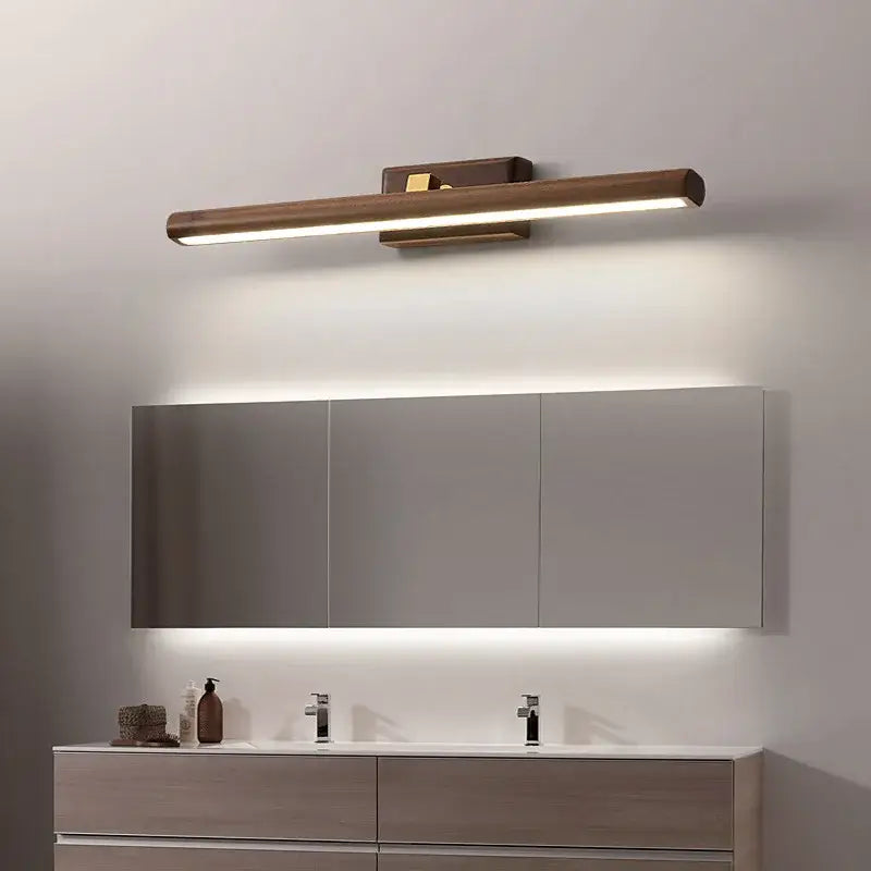 Scandinavian black walnut mirror lamp bedroom led wall sconce