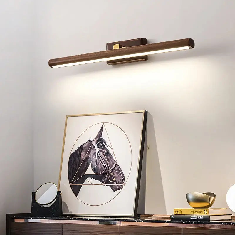 Scandinavian black walnut mirror lamp bedroom led wall sconce