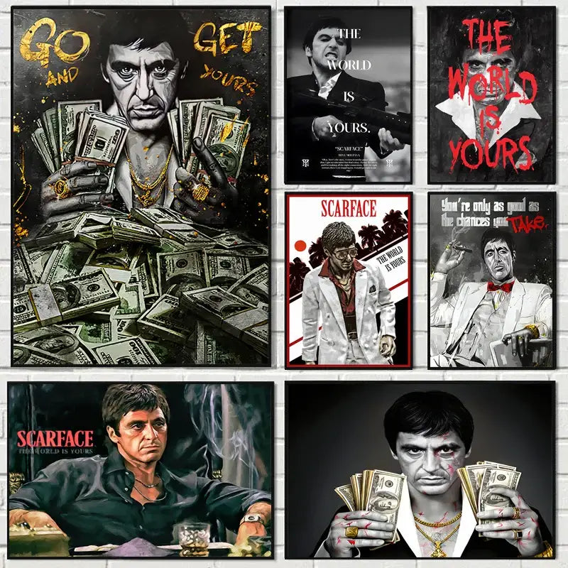Tony montana scarface wall art print set for living room
