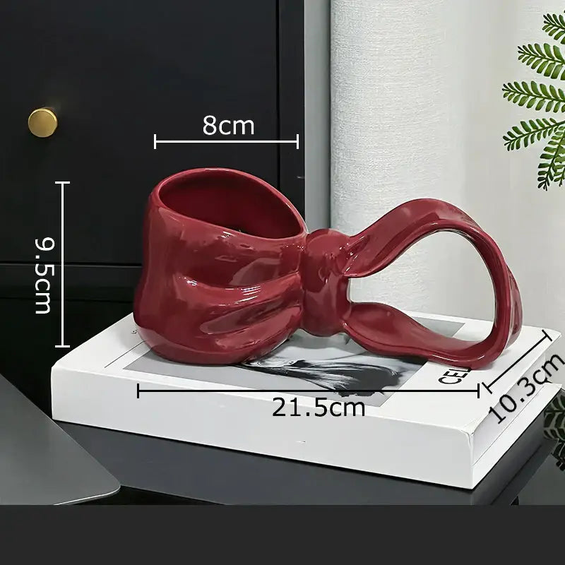 Sculpted bowknot ceramic coffee mug kitchen tea cup