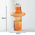 Sculptural tiered amber glass vase living room decor