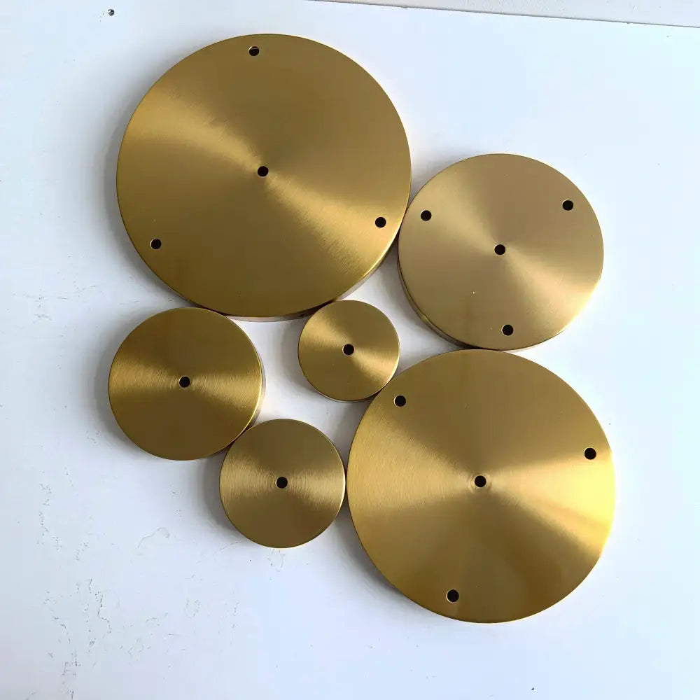 Set of 6 brushed brass ceiling plate lamp bases kitchen diy kit