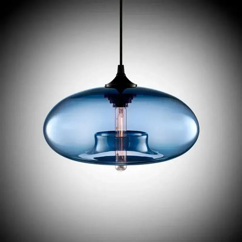 Set of five colorful glass pendant lights for dining room kitchen