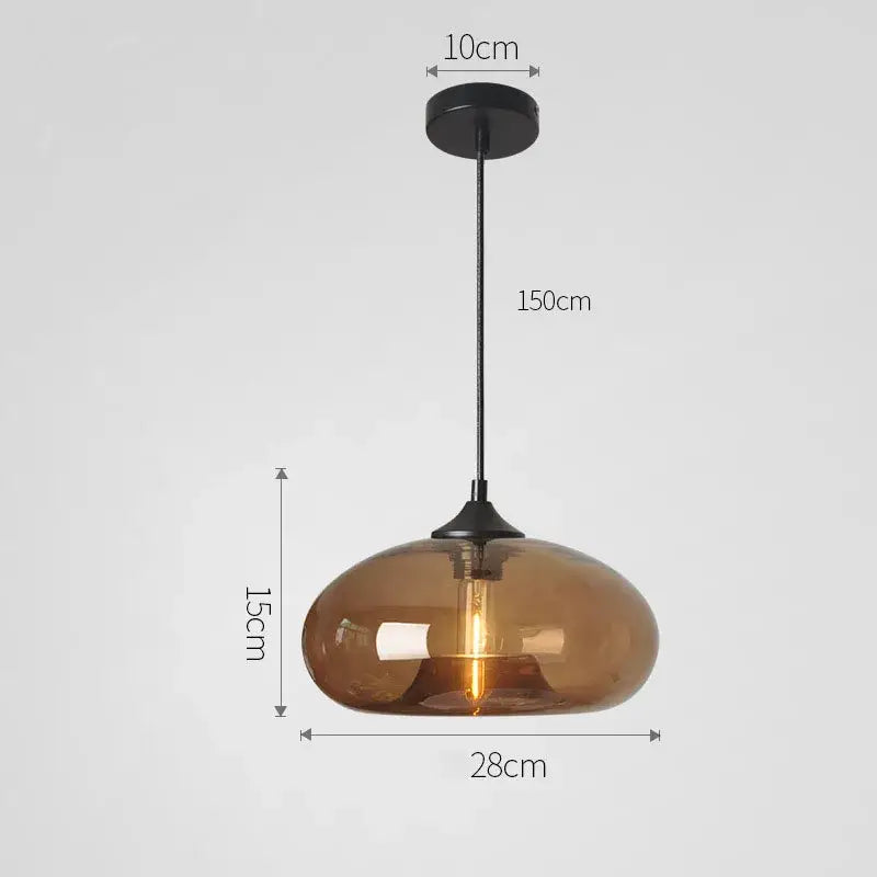 Set of five colorful glass pendant lights for dining room kitchen