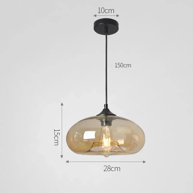 Set of five colorful glass pendant lights for dining room kitchen