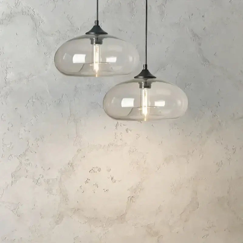 Set of five colorful glass pendant lights for dining room kitchen