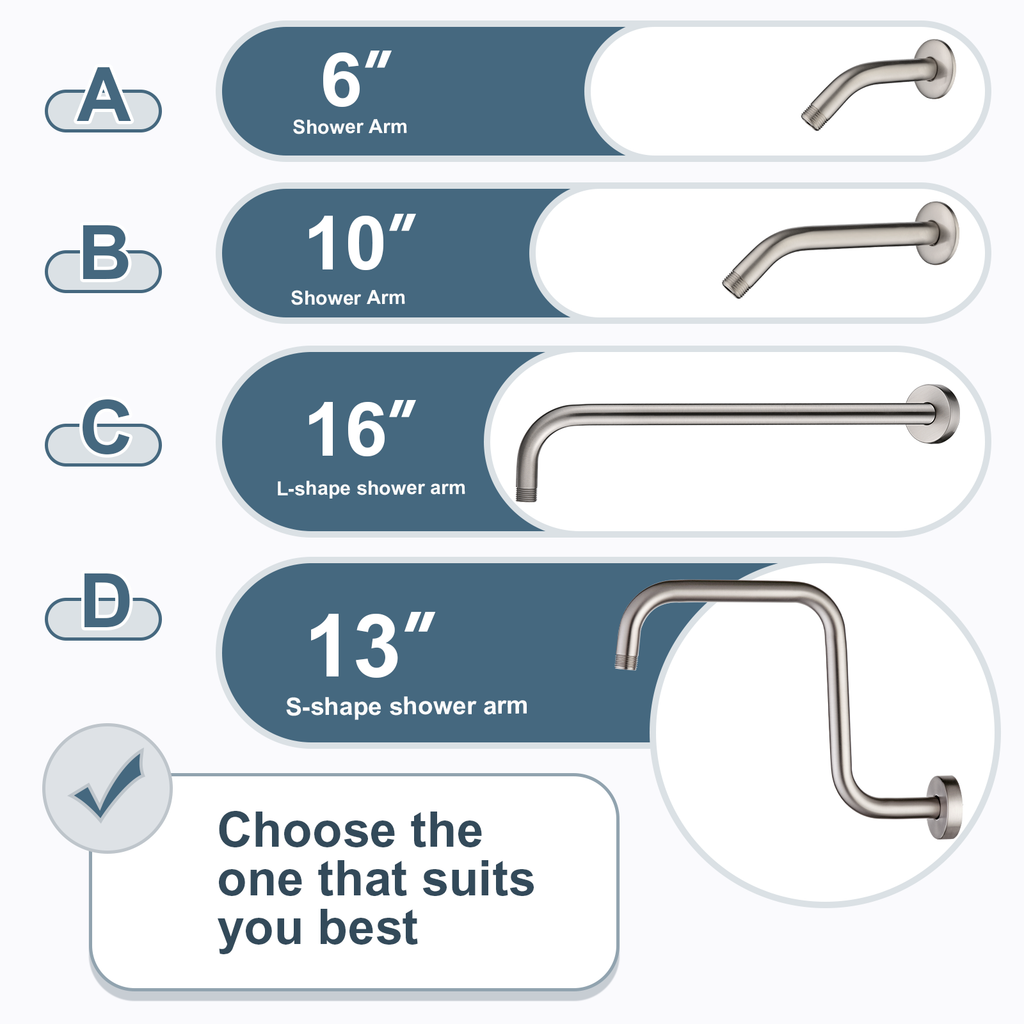 10 Inch Solid Brass Shower Head Extension Arm, Wall Mounted Shower Pipe Arm
