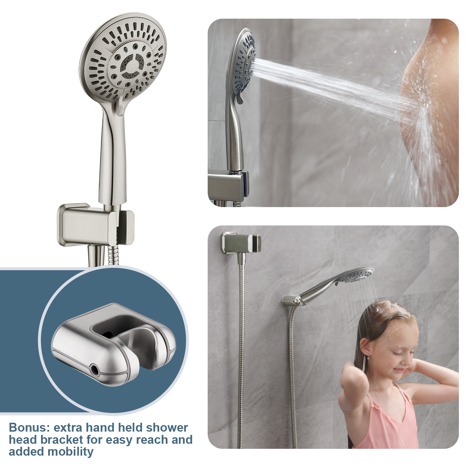 Dual Shower Head With High Rise Arm- Shower System with Valve and Trim Kit