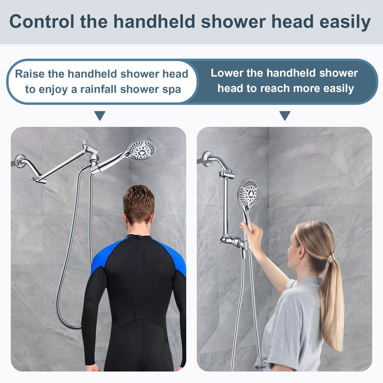 10 Inch Brass Shower Head Extension Arm, Height & Angle Adjustable