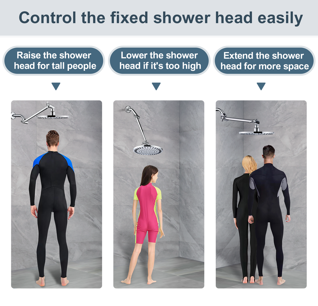10 Inch Brass Shower Head Extension Arm, Height & Angle Adjustable