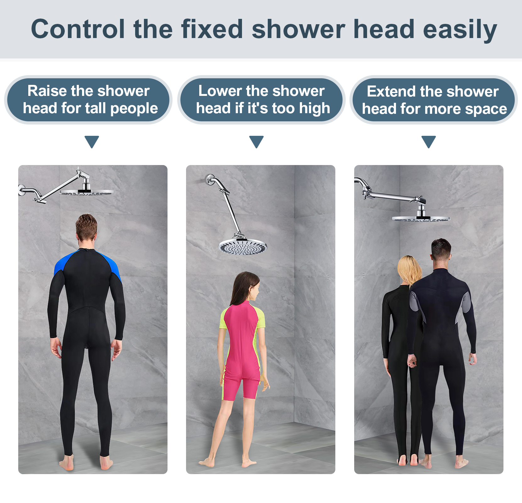 10 Inch Brass Shower Head Extension Arm, Height & Angle Adjustable