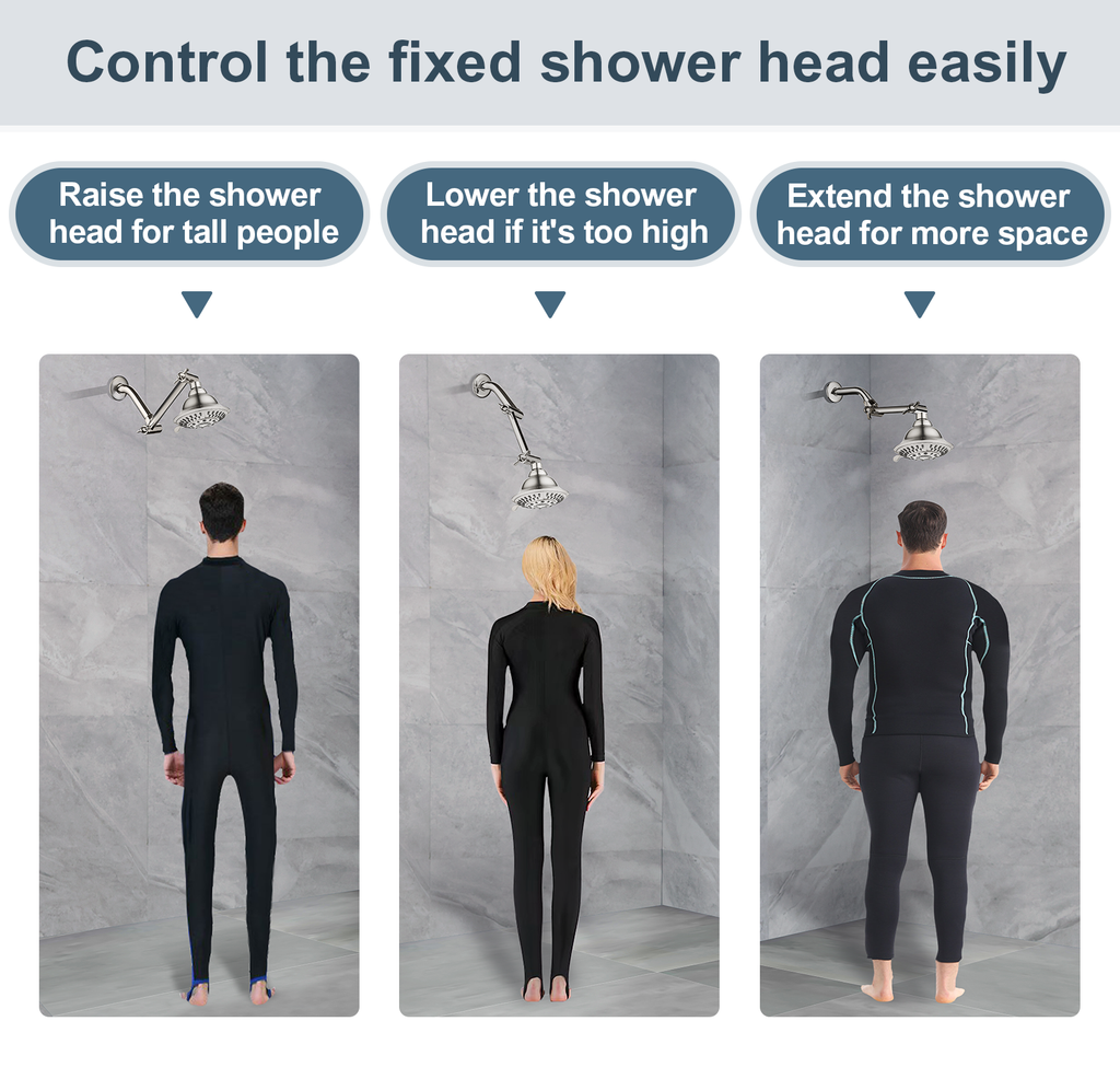 5 Inch Solid Brass Shower Arm Extender, Height & Angle Adjustable