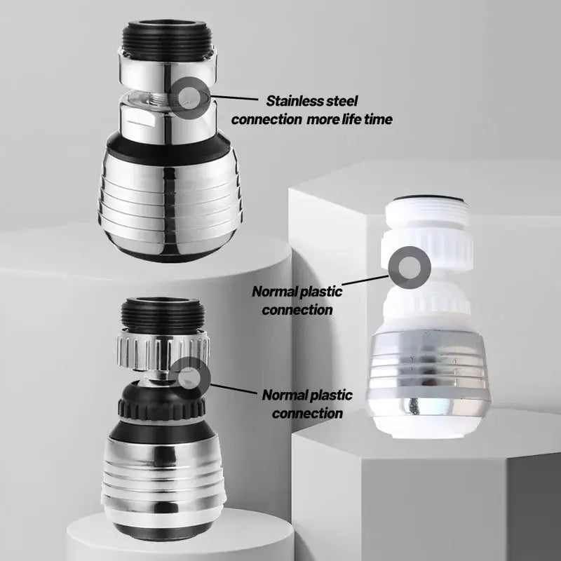 Silver and black dual mode kitchen faucet aerator rotating nozzle
