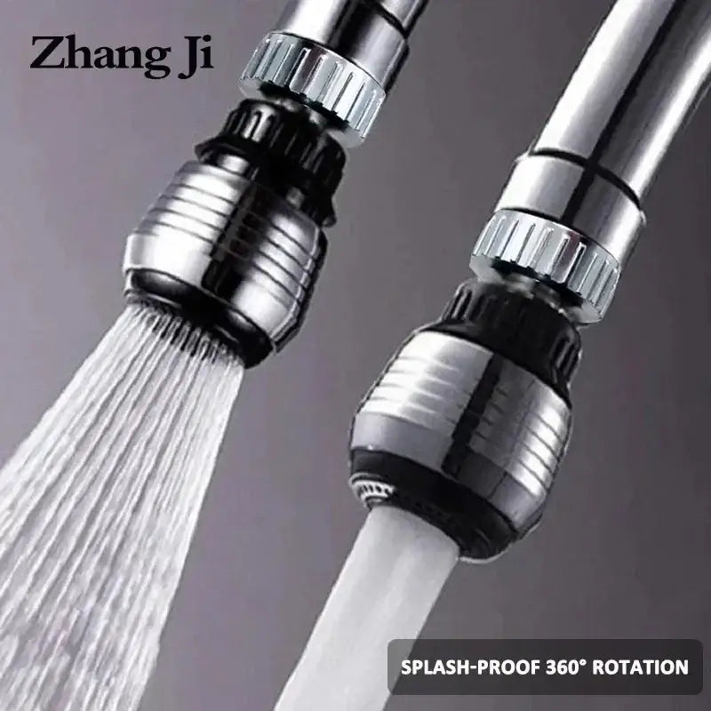 Silver and black dual mode kitchen faucet aerator rotating nozzle