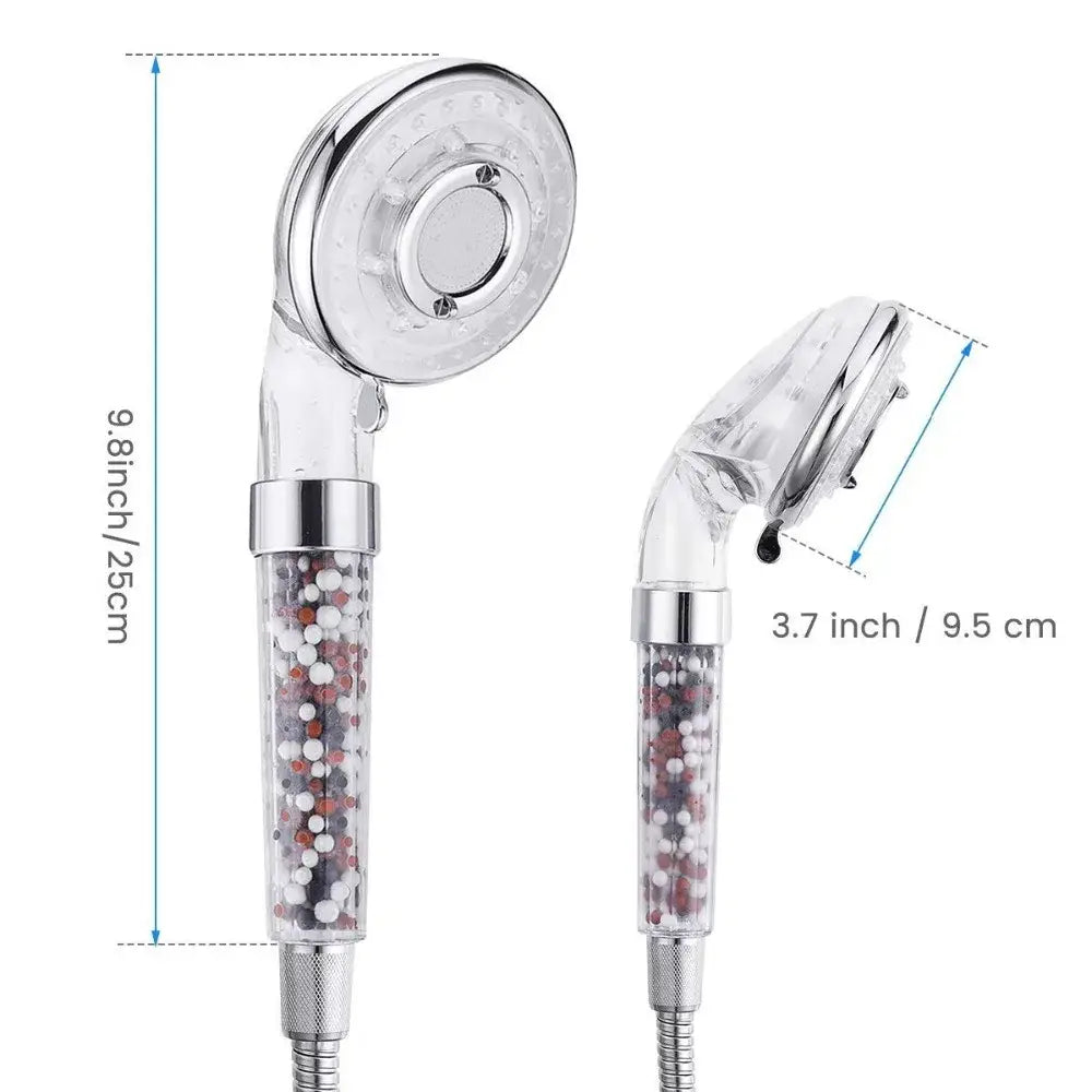 Silver and clear high pressure shower head with filter beads bathroom