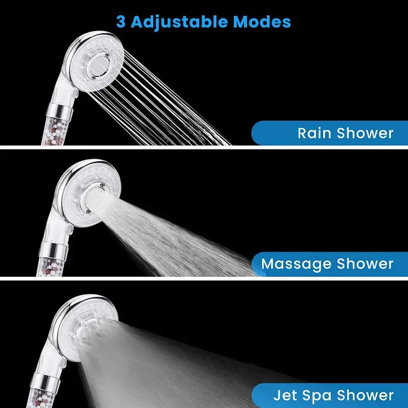 Silver and clear high pressure shower head with filter beads bathroom