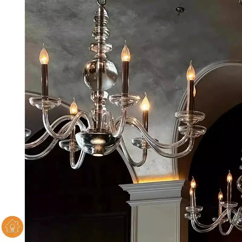 Silver crystal branch chandelier dining room candle style light