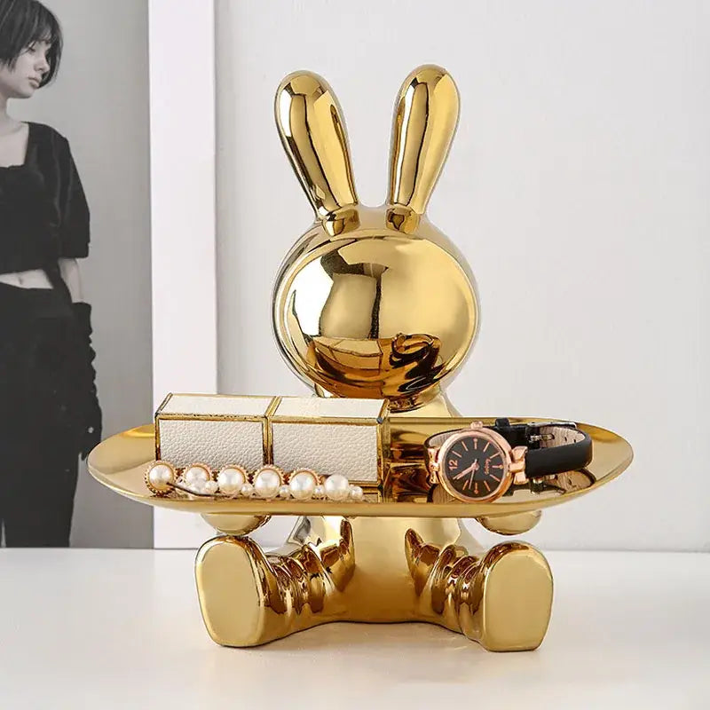 Silver decorbites astronaut rabbit resin tray office storage decor