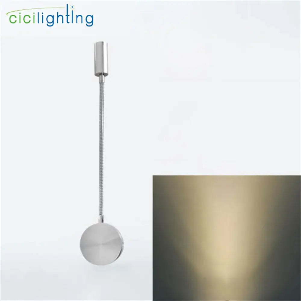Silver flexible gooseneck led wall sconce for bedroom reading