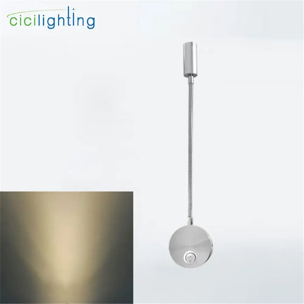 Silver flexible gooseneck led wall sconce for bedroom reading