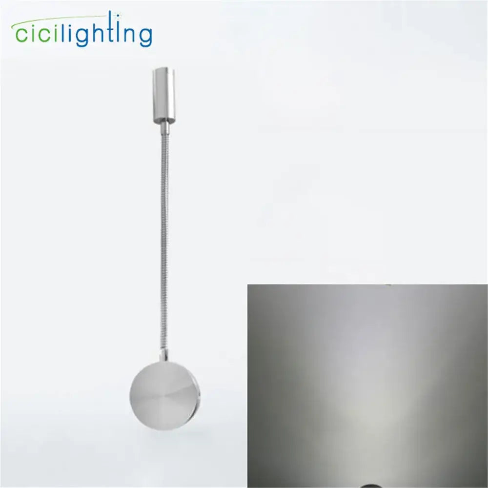 Silver flexible gooseneck led wall sconce for bedroom reading