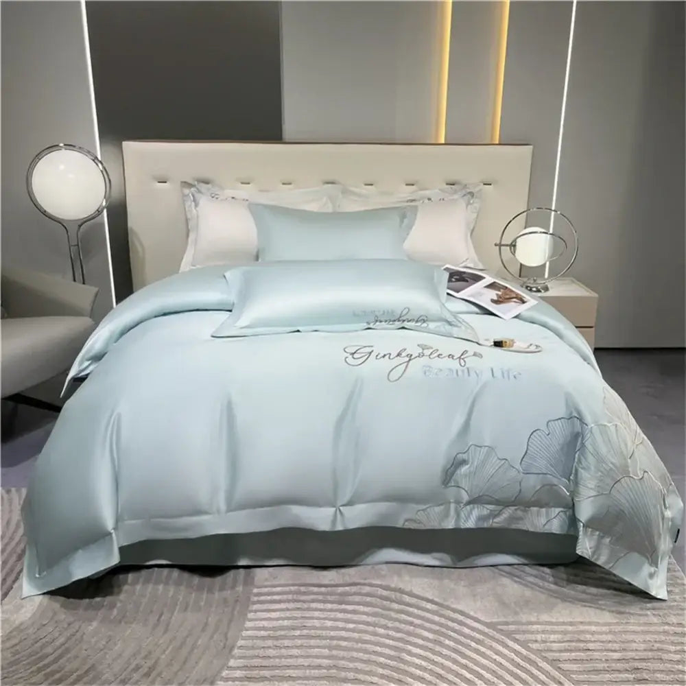 Silver gray 1200tc embroidery egyptian cotton bedding set bedroom
