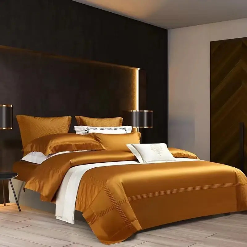 Silver satin egyptian cotton bedding set bedroom luxury 1000tc